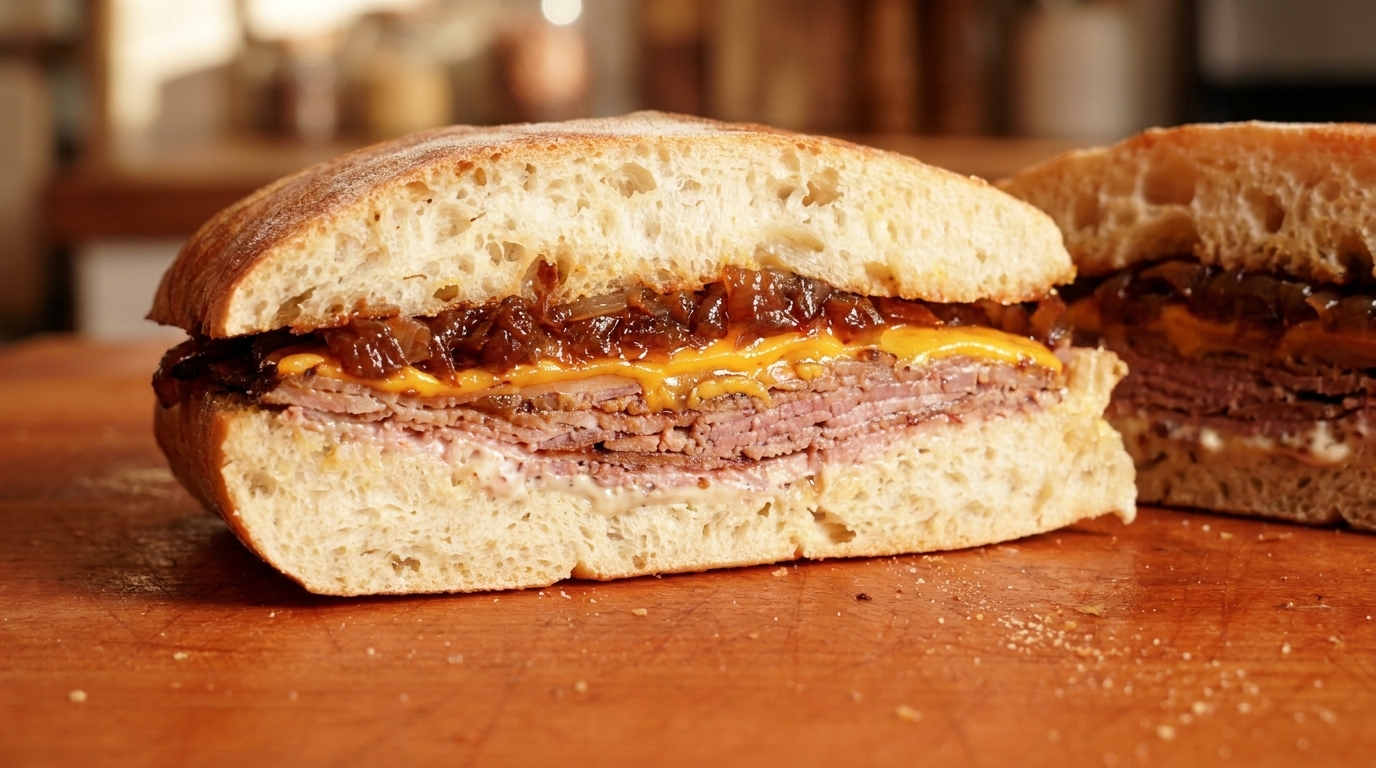Panino con Roast Beef e Cipolle Caramellate