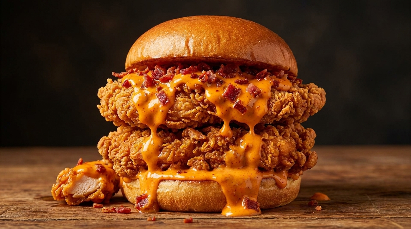 Burger di Pollo Fritto Coreano con Salsa Piccante allo Yogurt