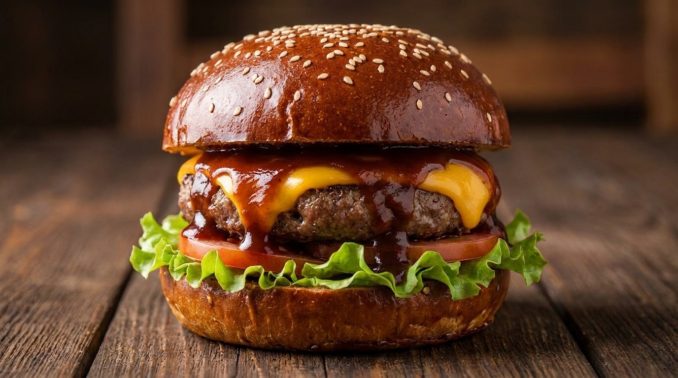 Classico Hamburger BBQ all'Americana con Salsa Fatta in Casa