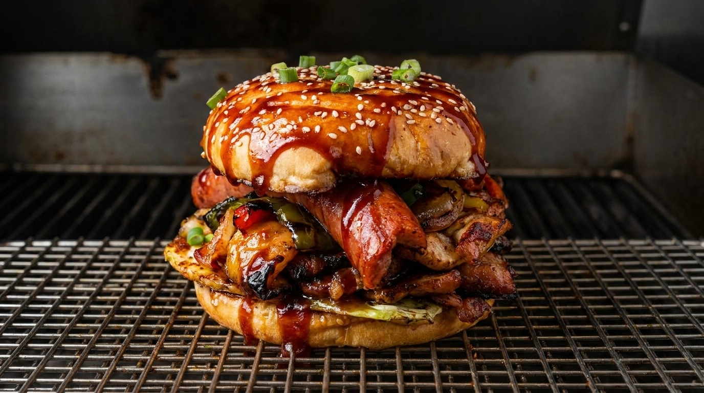Burger Impilato BBQ con Spiedini