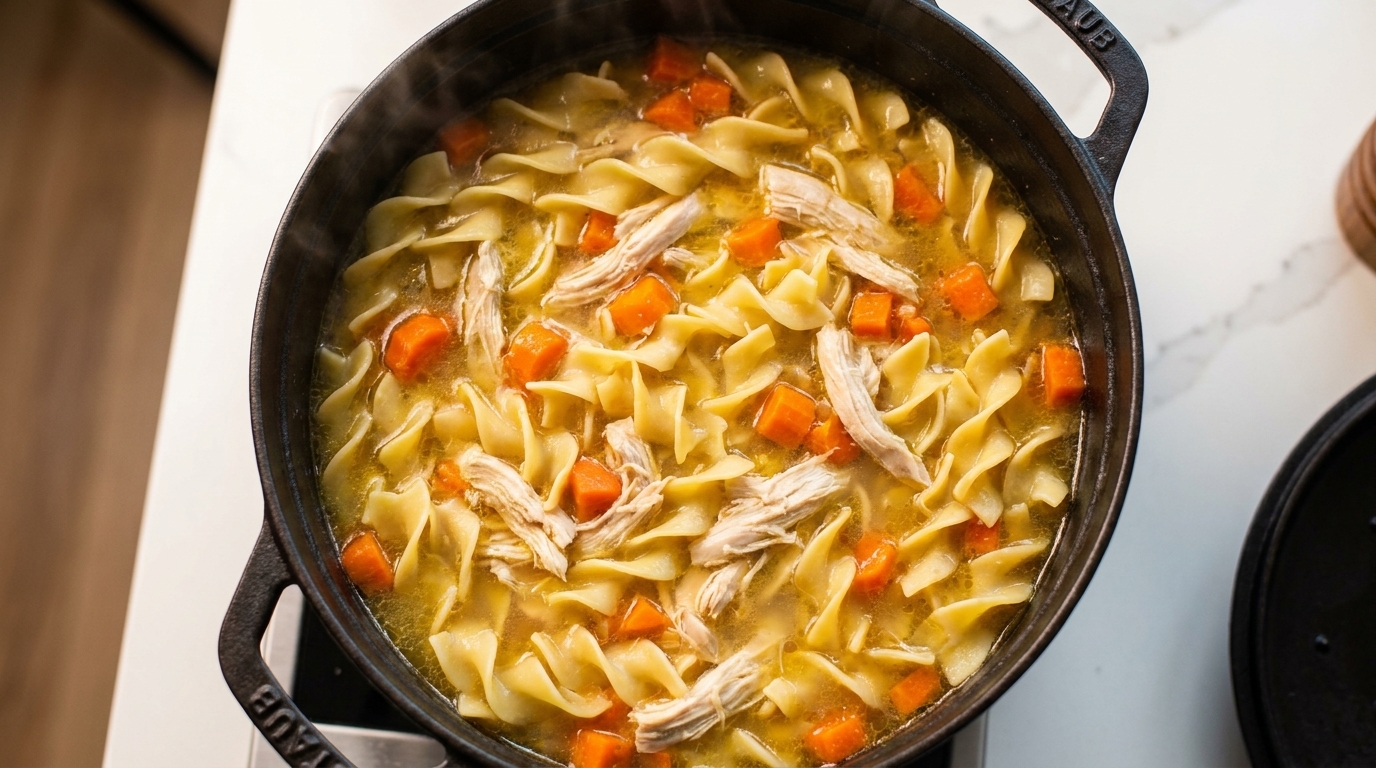 Zuppa di Pollo e Pasta Fatta in Casa