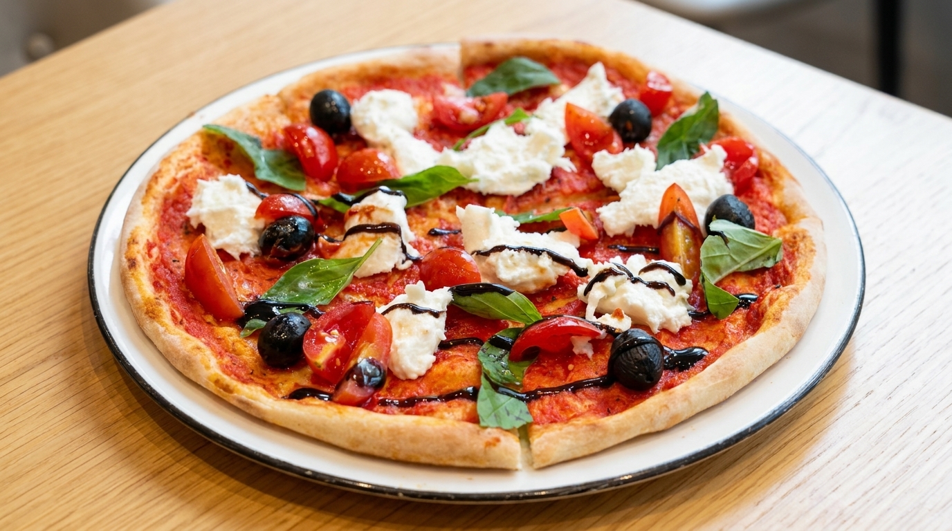 Pizza Artigianale con Mozzarella di Bufala e Glassa Balsamica