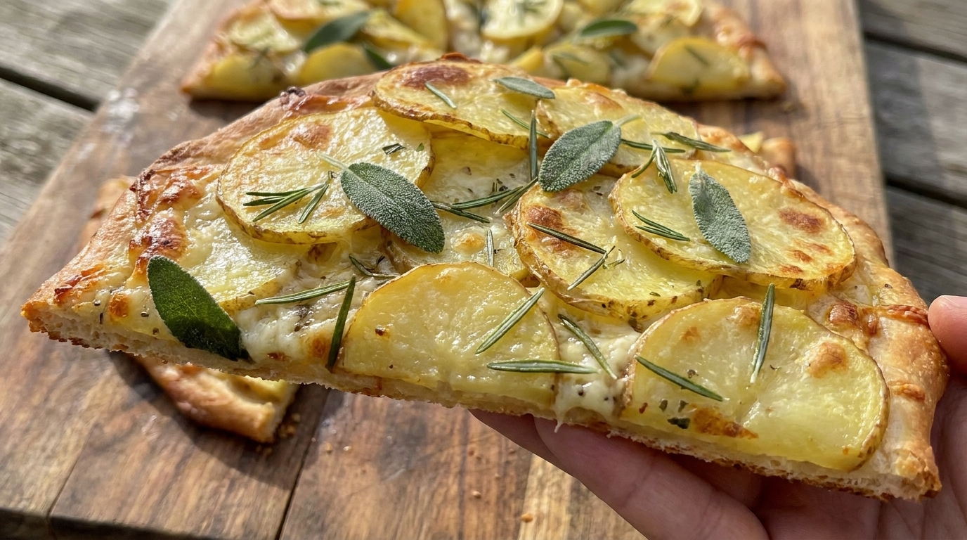 Pizza Gourmet con Patate, Salvia e Rosmarino