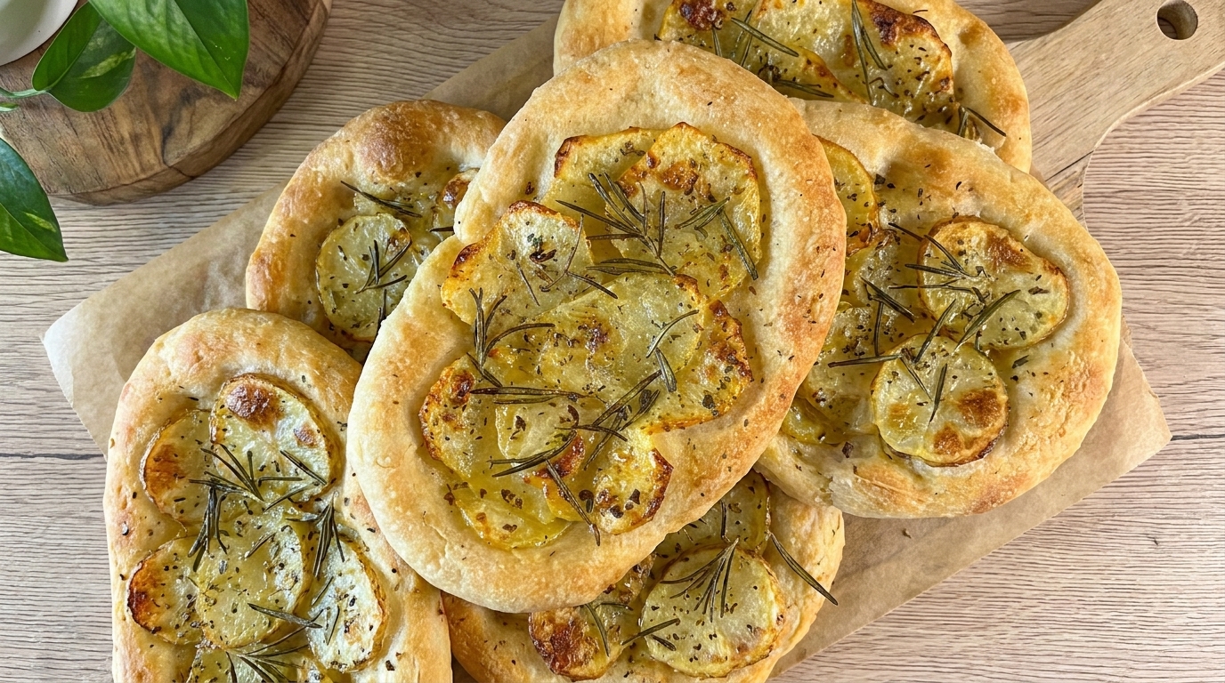 Focaccia croccante con patate e rosmarino
