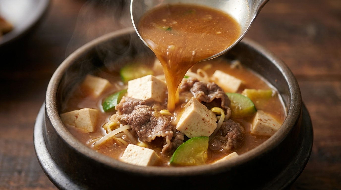 Autentico Doenjang-jjigae: Zuppa Coreana di Manzo e Pasta di Soia