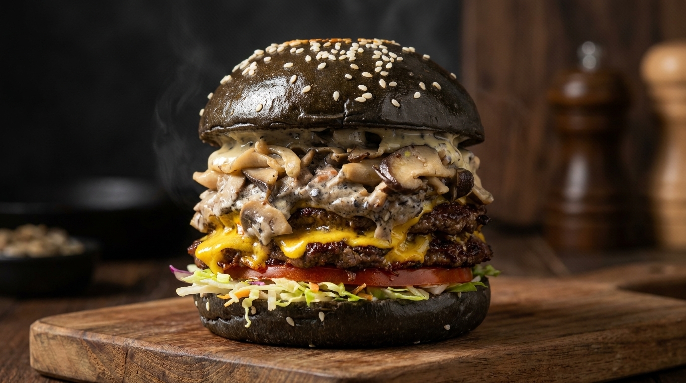 Burger Gourmet al Manzo, Funghi e Crema al Tartufo Nero