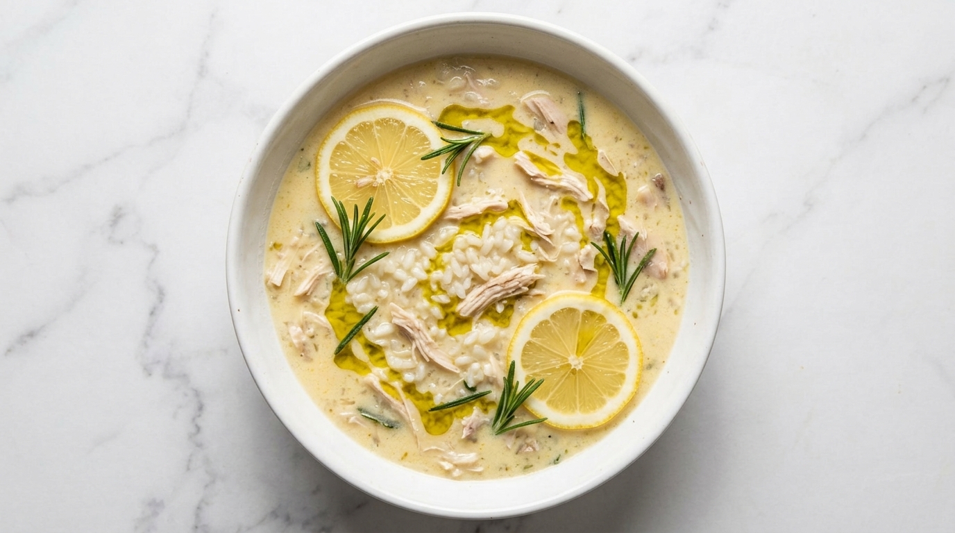 Avgolemono Classico (Zuppa Greca di Pollo al Limone)