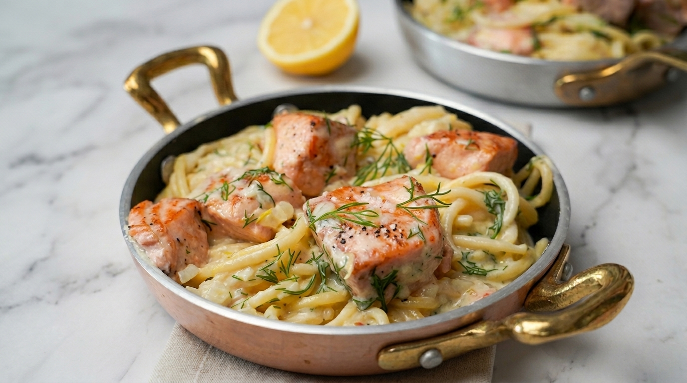 Pasta Cremosa al Salmone con Limone e Aneto Fresco