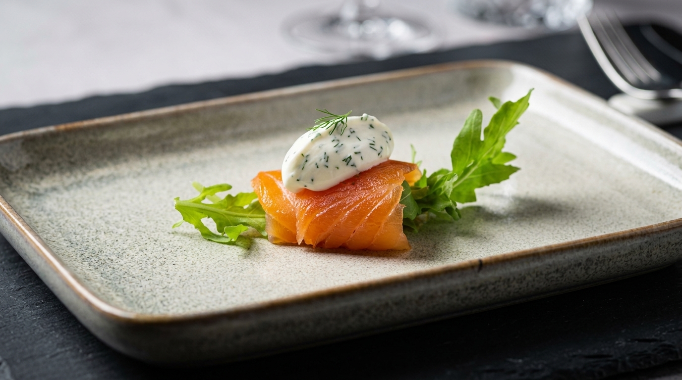 Salmone Affumicato a Freddo Fatto in Casa con Panna Acida alle Erbe