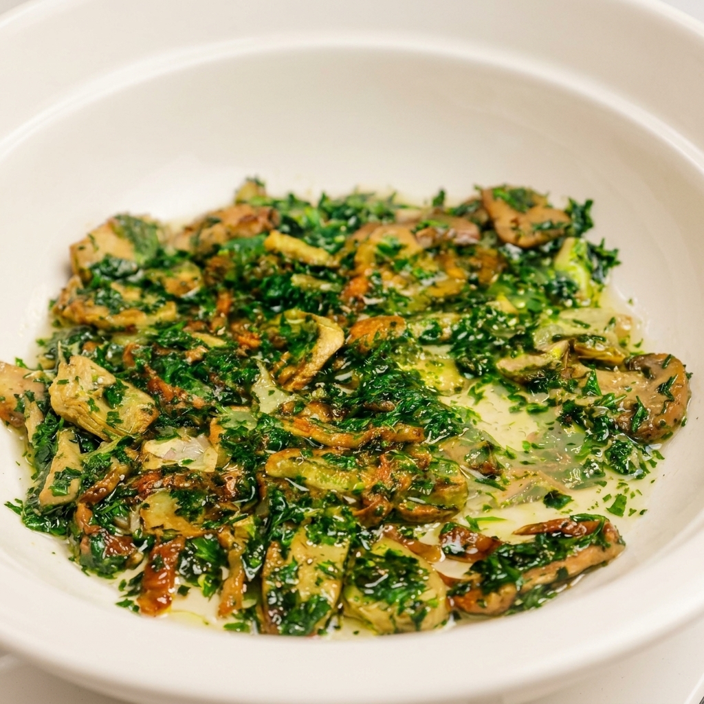 Il soffritto di aglio, bacon e prezzemolo in padella con laggiunta di un po di acqua di cottura opaca della pasta per creare una salsa coesa.