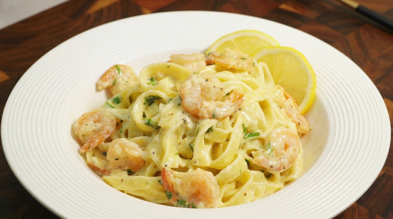 Fettuccine Cremose ai Gamberi e Limone