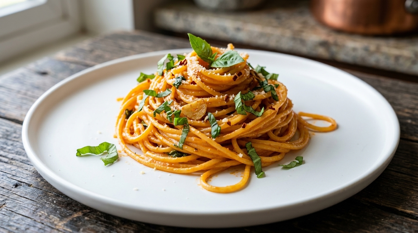 Spaghetti al Burro, Aglio e Peperoncino (Fusion Cinese-Italiana)