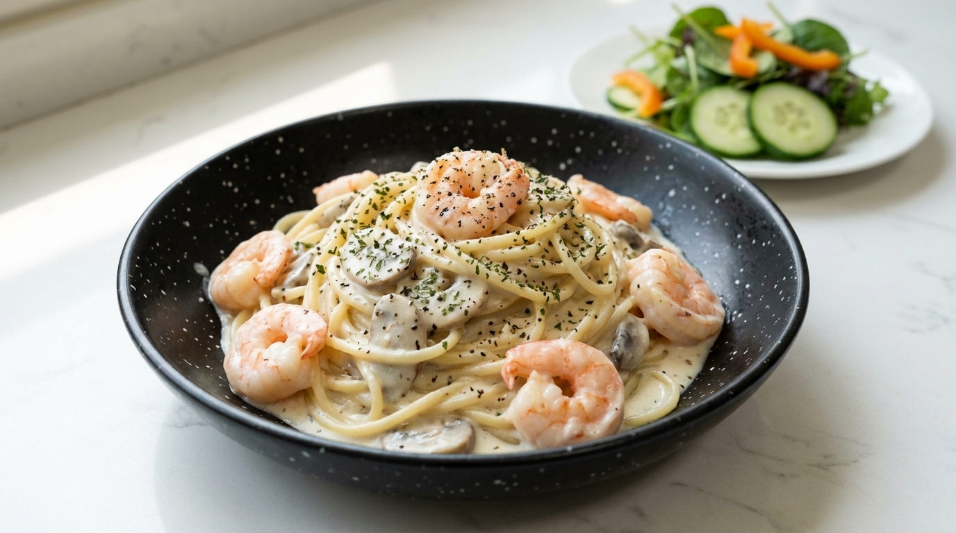 Pasta ai Gamberi Leggera con Salsa Bianca Senza Panna