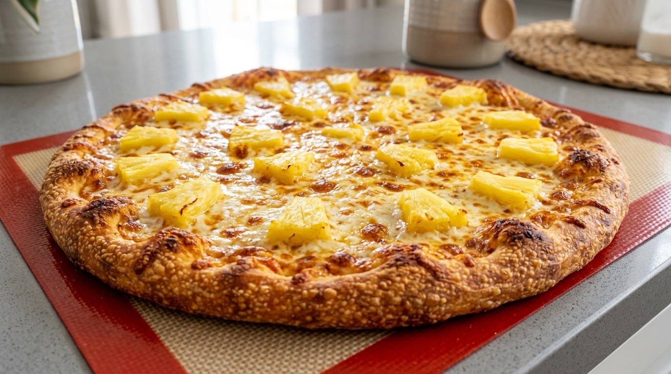 Pizza all'Ananas Fatta in Casa con Cornicione Alto e Artigianale