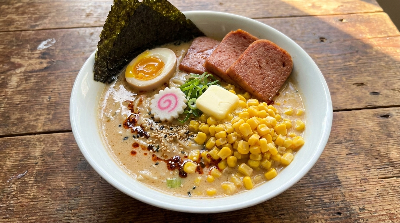 Ramen cremoso al miso, burro e mais
