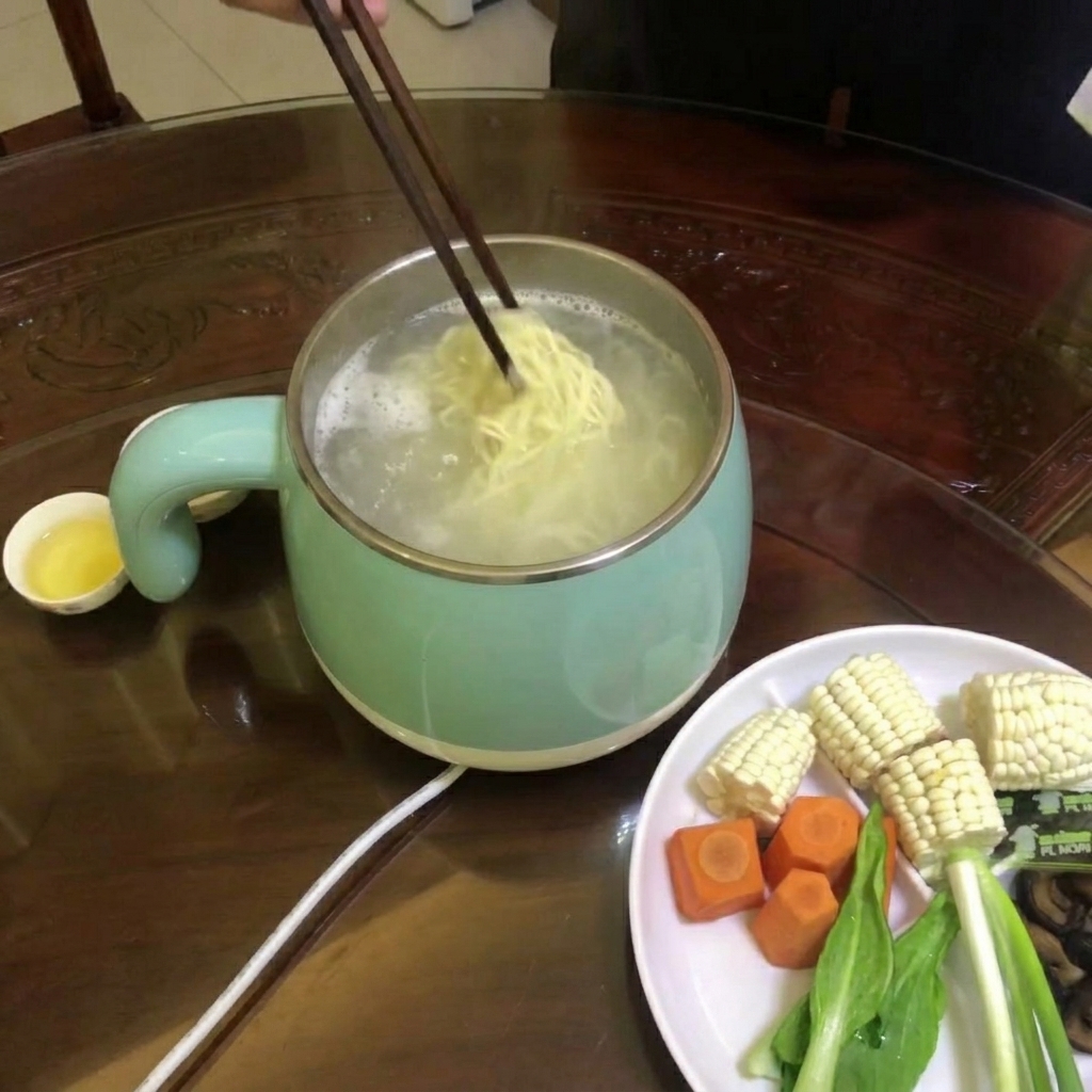 Noodle da ramen che bollono in una pentola dacqua calda, pronti per essere scolati.