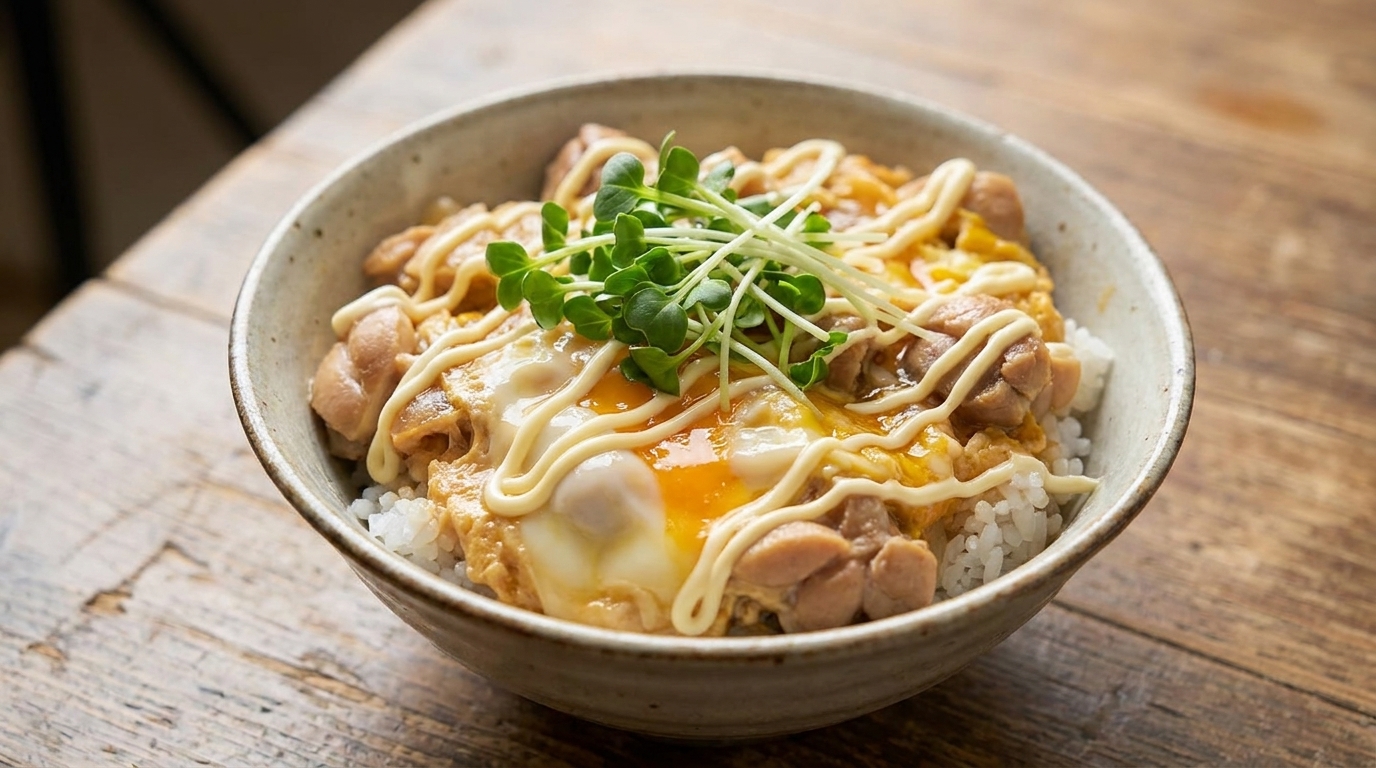 Oyakodon classico: la ciotola di riso giapponese con pollo e uova