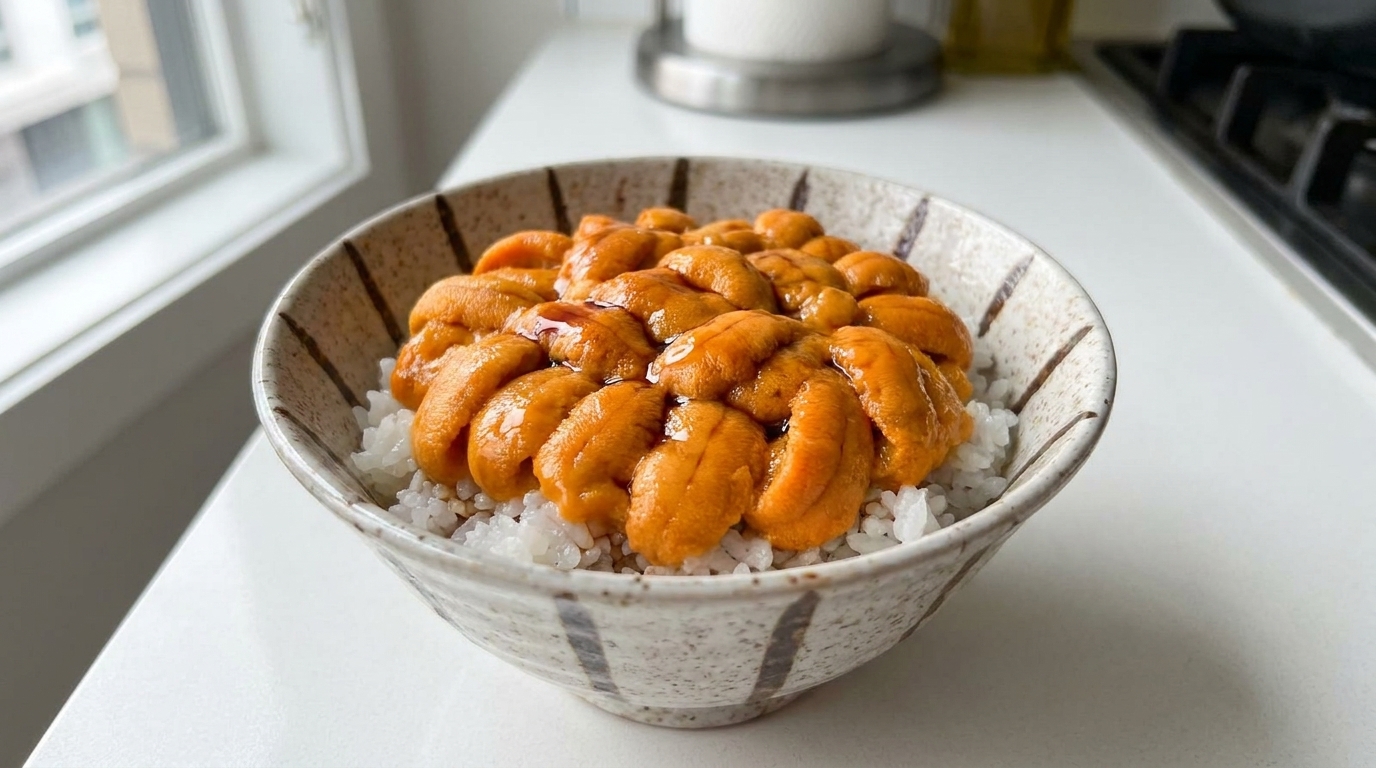 Ciotola di Riso con Ricci di Mare Freschi (Uni Donburi)