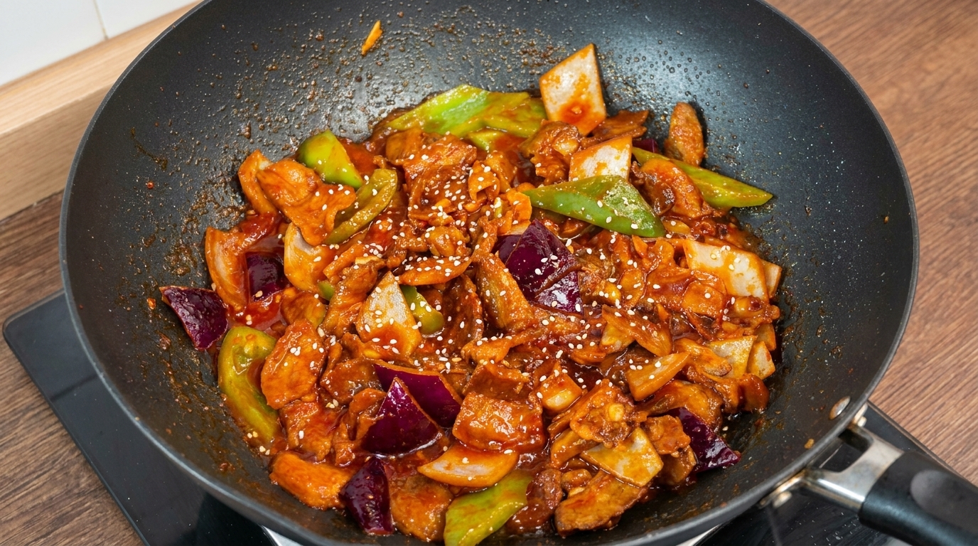 Pancetta di Maiale Piccante Coreana Saltata in Padella (Jeyuk Bokkeum)