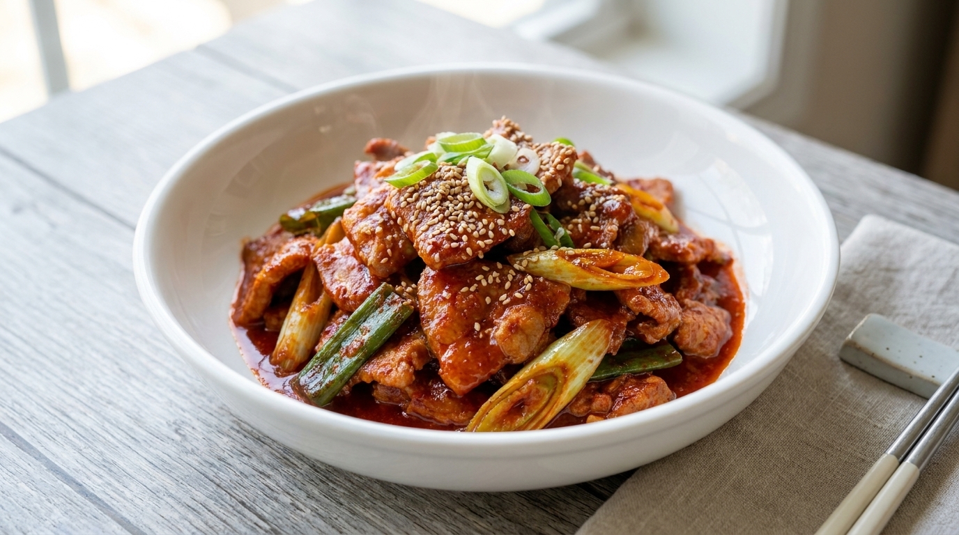 Maiale saltato in padella piccante (Jeyuk Bokkeum)