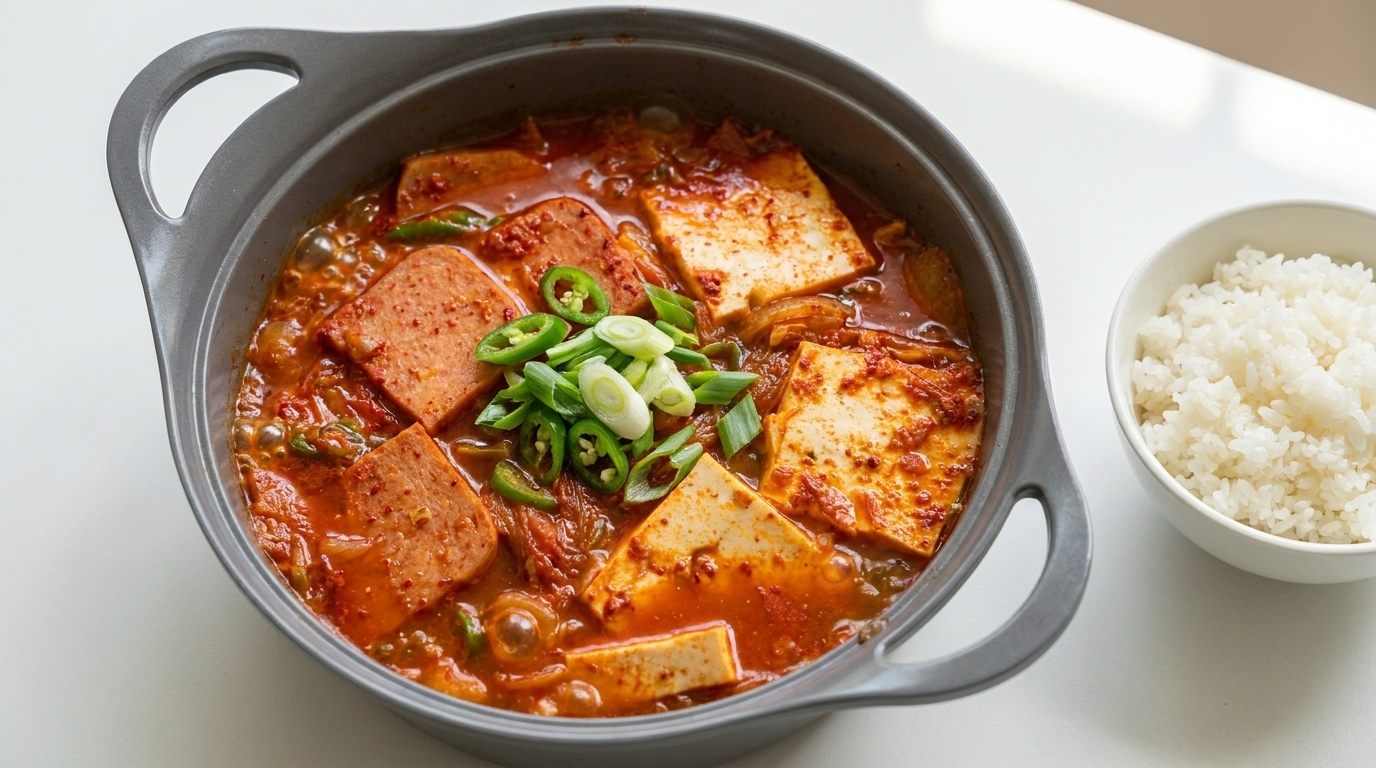 Classico stufato coreano di kimchi, Spam e tofu (Kimchi Jjigae)