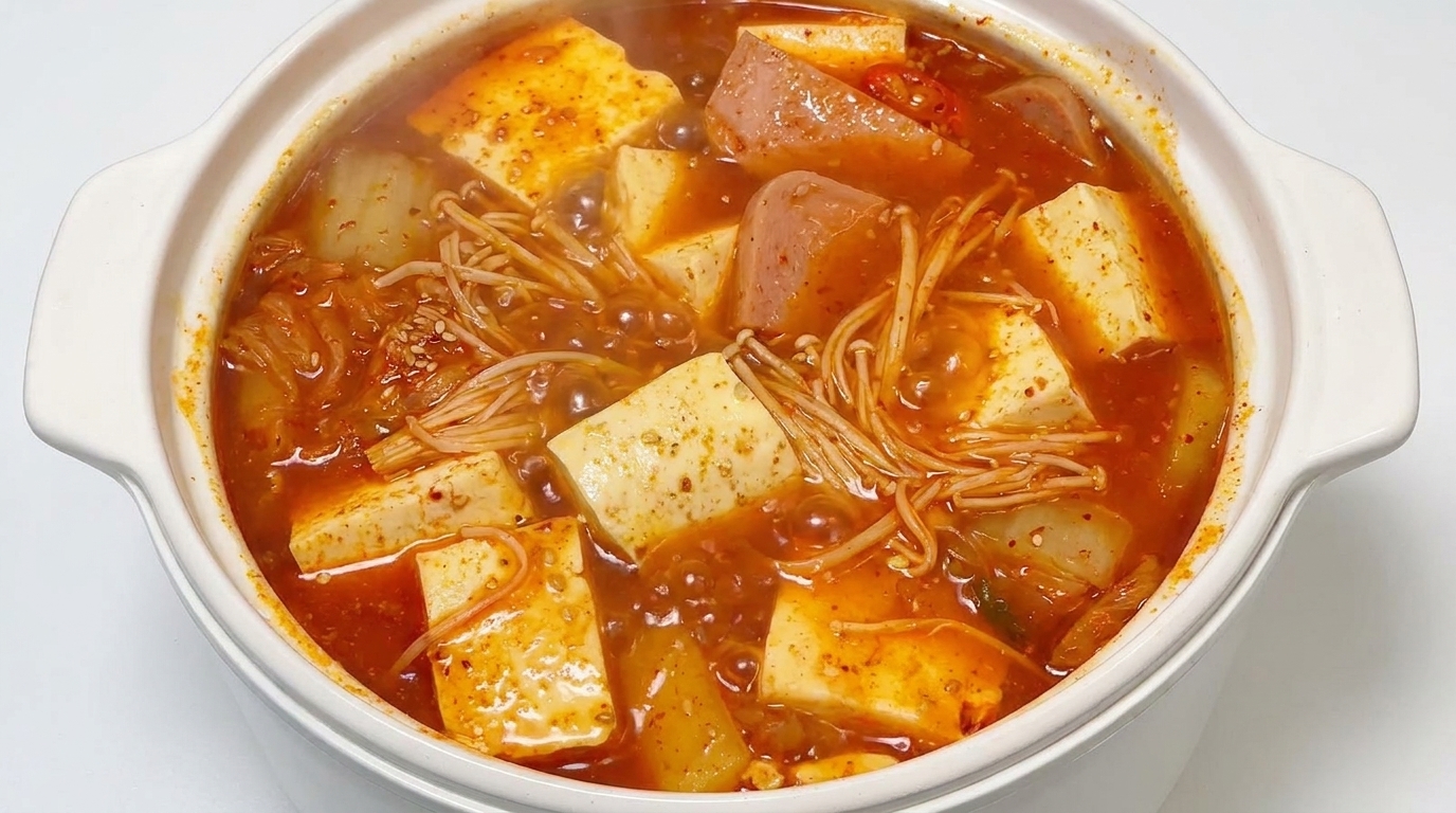 Zuppa Coreana di Kimchi e Tofu (Kimchi Jjigae con Carne in Scatola)