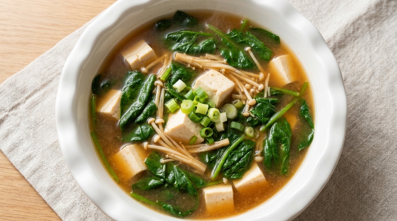 Doenjang-guk tradizionale agli spinaci coreani
