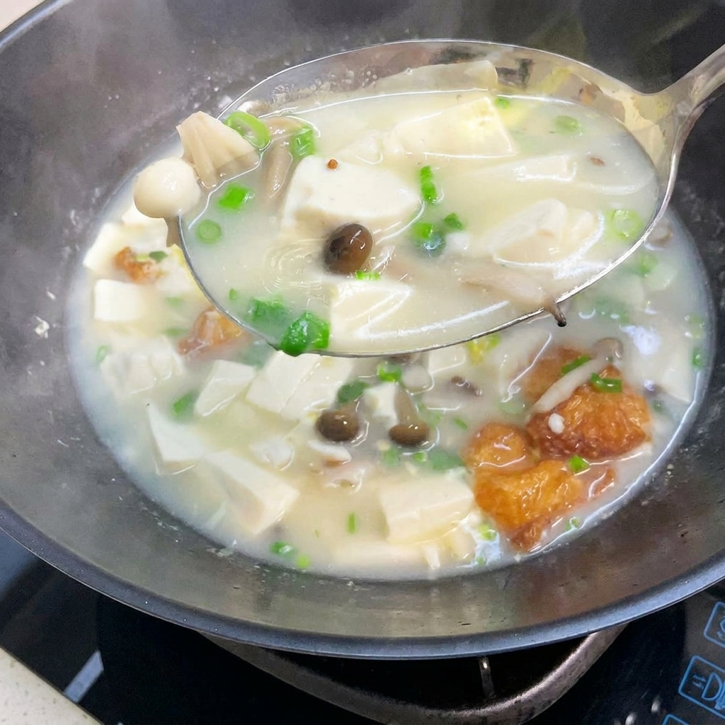 Olio che brilla mentre viene versato in un wok caldo e vuoto.