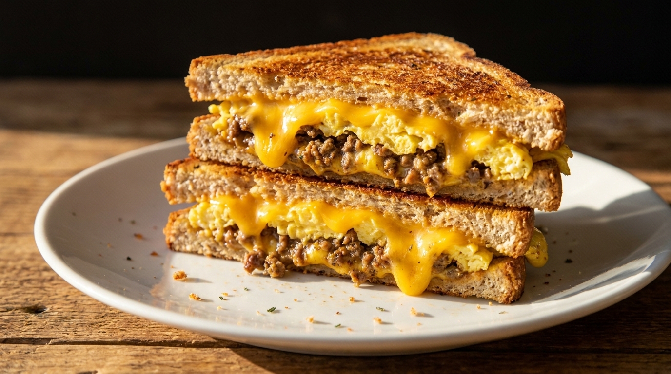 Toast gourmet in stile Hong Kong con manzo e cheddar