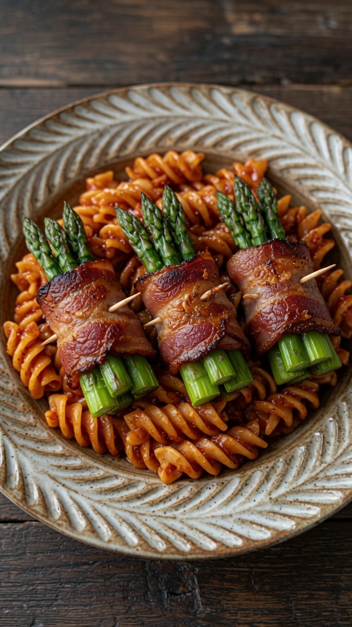 Spaghetti con Involtini di Asparagi e Pancetta