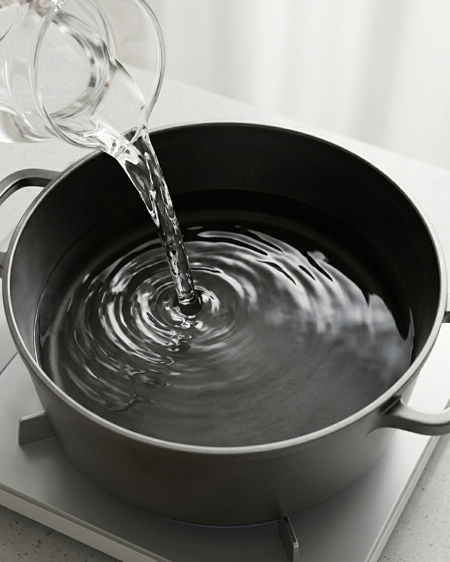 Rigatoni grandi che bollono in una pentola dacqua.