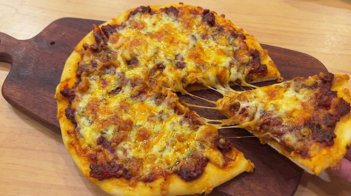Pizza Sottile Fatta in Casa con Ragù di Carne