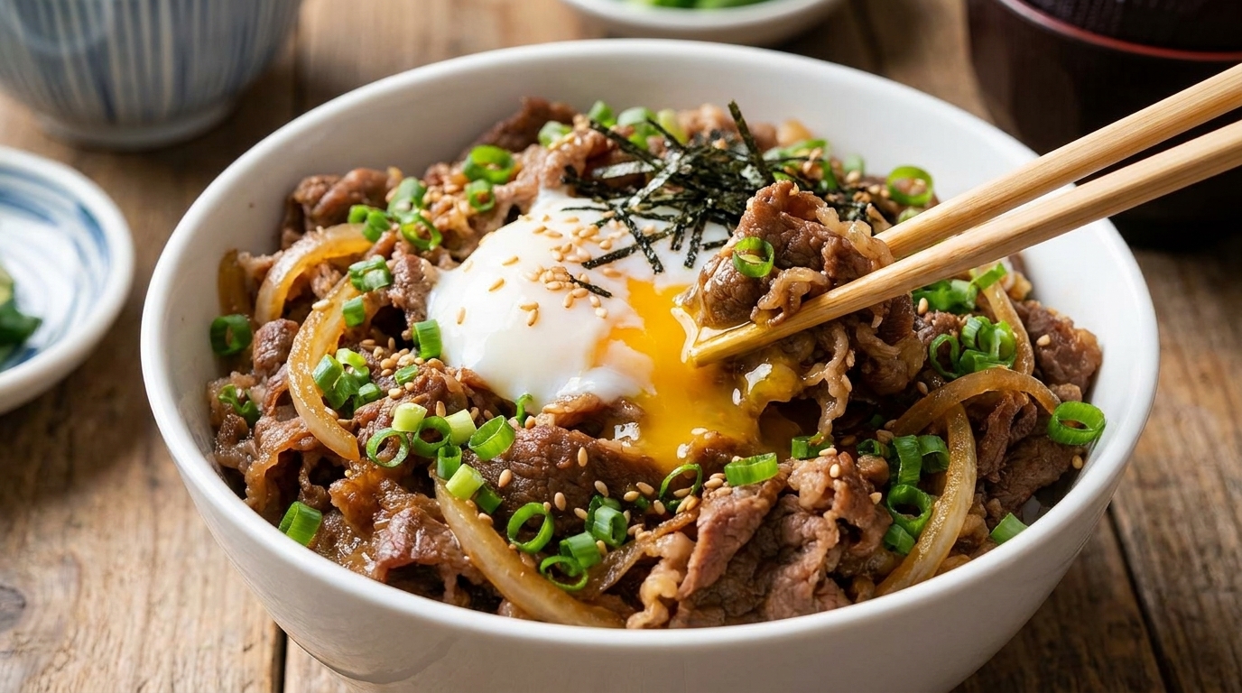 Gyudon di Manzo con Scalogno Salato