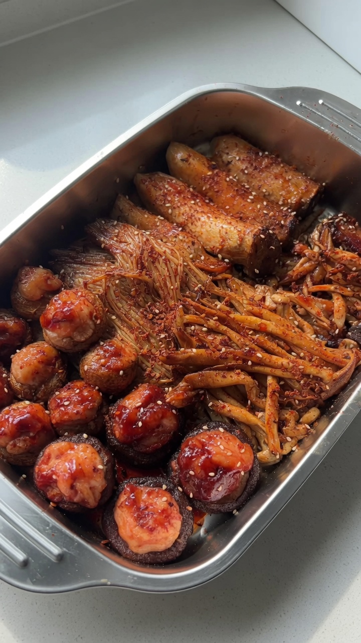 Piatto di Funghi Ripieni alla Friggitrice ad Aria
