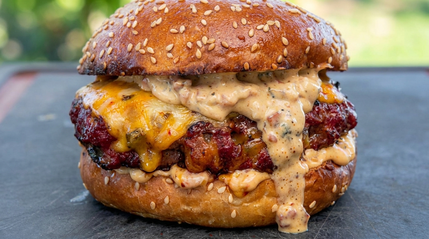 Hamburger di Manzo Affumicato Supremo con Bacon e Salsa Piccante