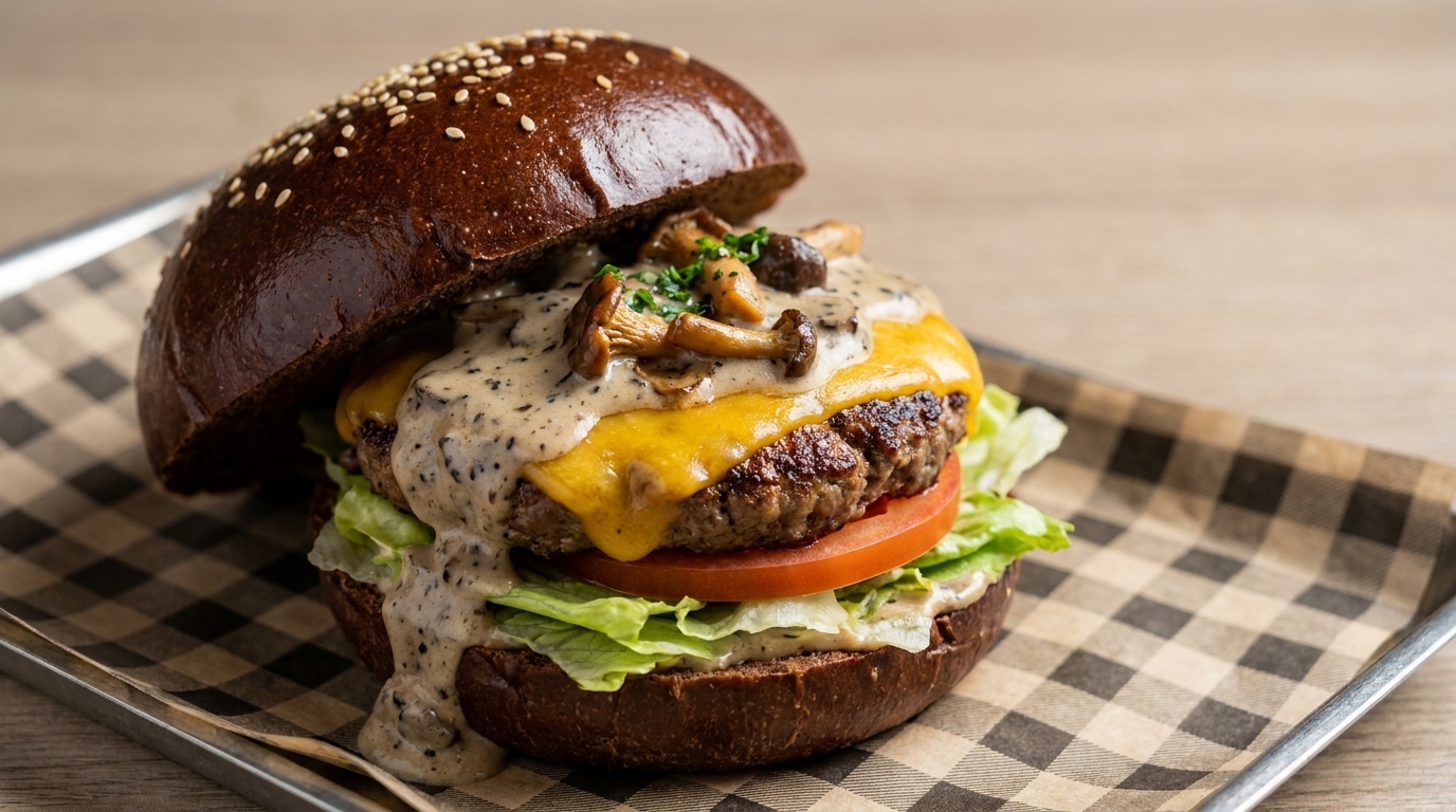 Burger Gourmet ai Funghi e Crema al Tartufo