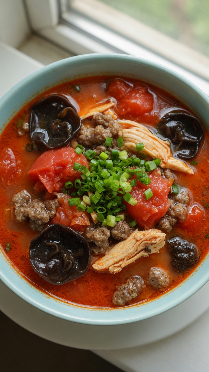 Zuppa di Pomodoro, Pollo e Gnocchetti di Grano Saraceno