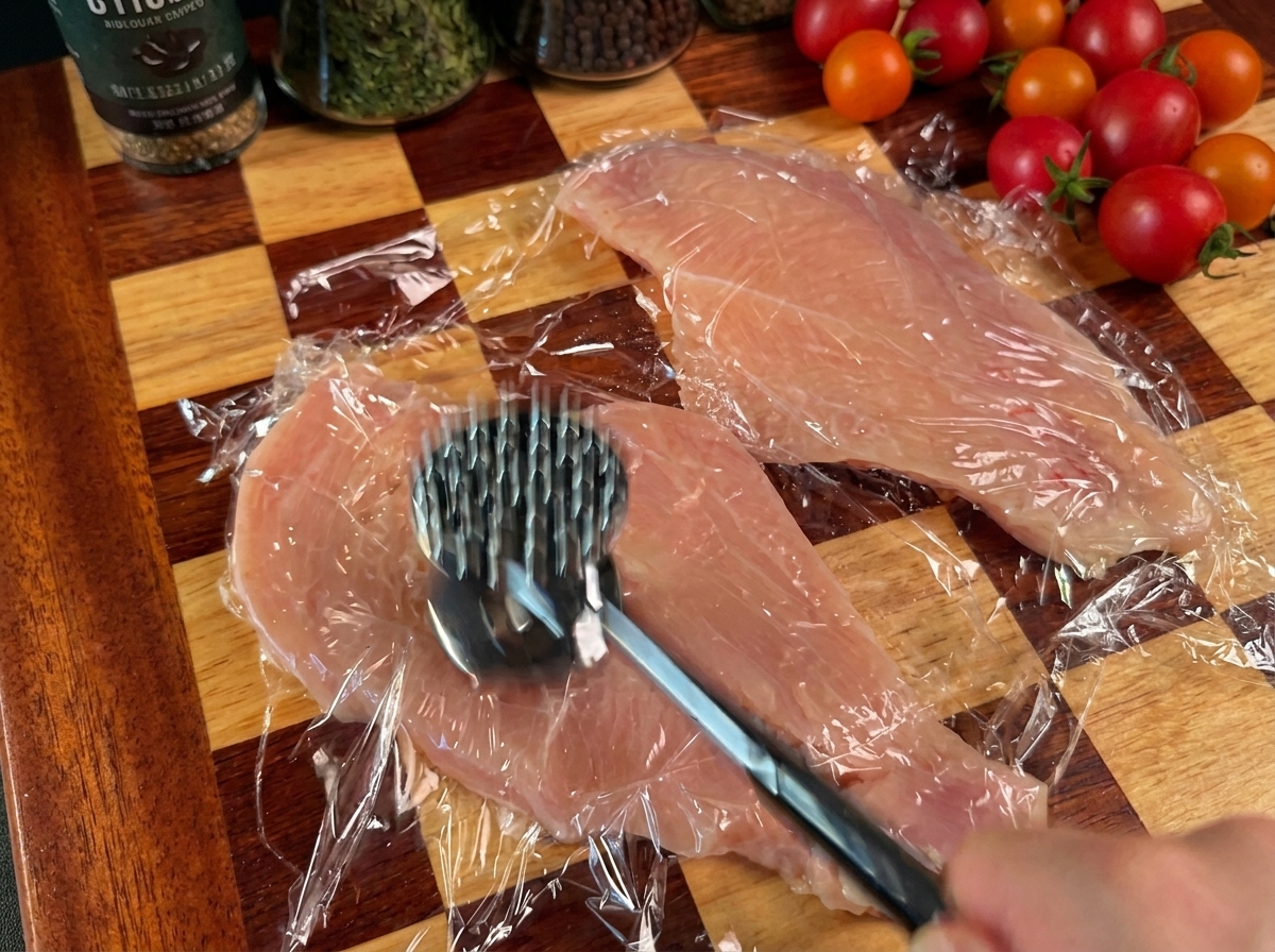 Tre ciotole in fila contenenti farina, uova sbattute e pangrattato.