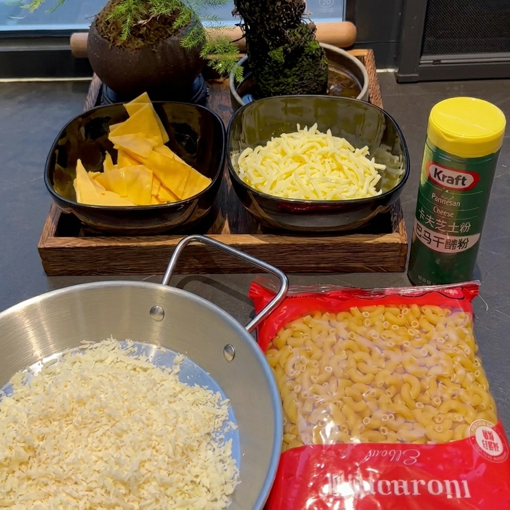 Maccheroni versati in una pentola rossa con acqua bollente.