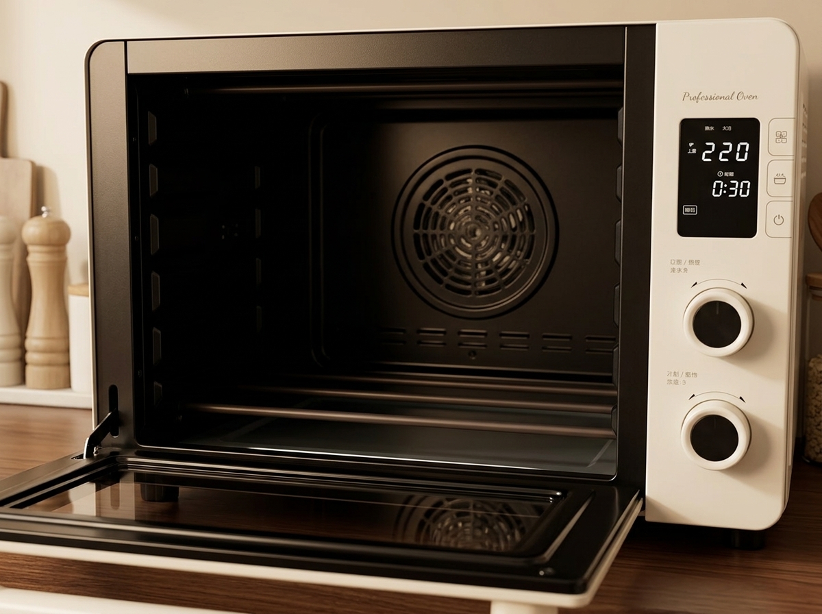 Teglia con funghi pronti per entrare in un forno moderno.