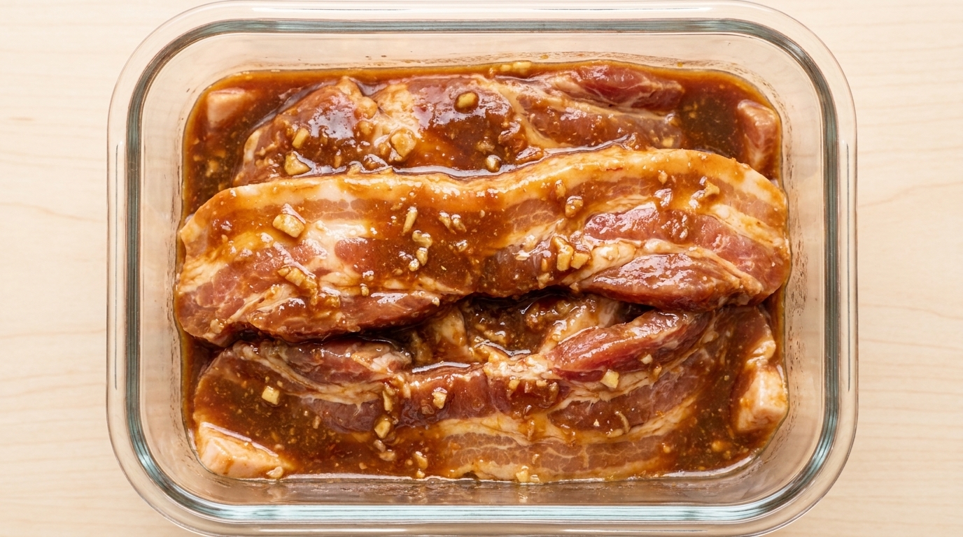 Pancetta di Maiale Marinata al Miso in Stile Coreano