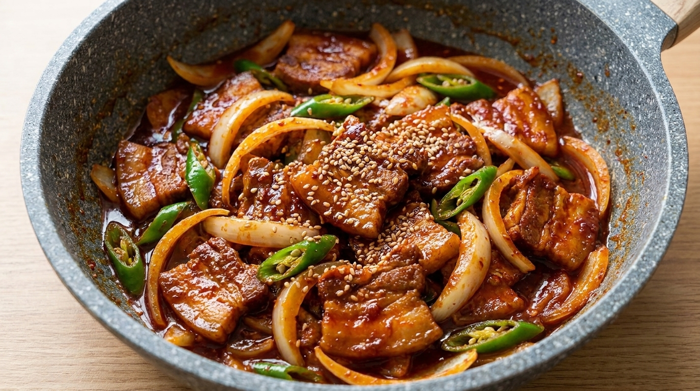 Maiale in agrodolce coreano stir-fry (Jeyuk Bokkeum)