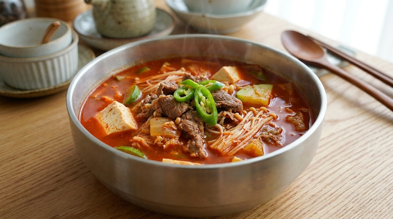 Kimchi Jjigae: Stufato Coreano di Kimchi, Manzo e Tofu
