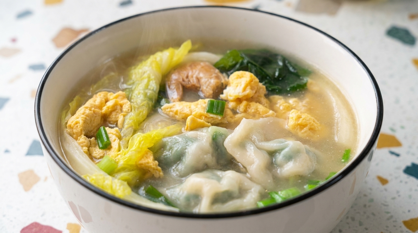 Zuppa Saporita di Ravioli e Uova