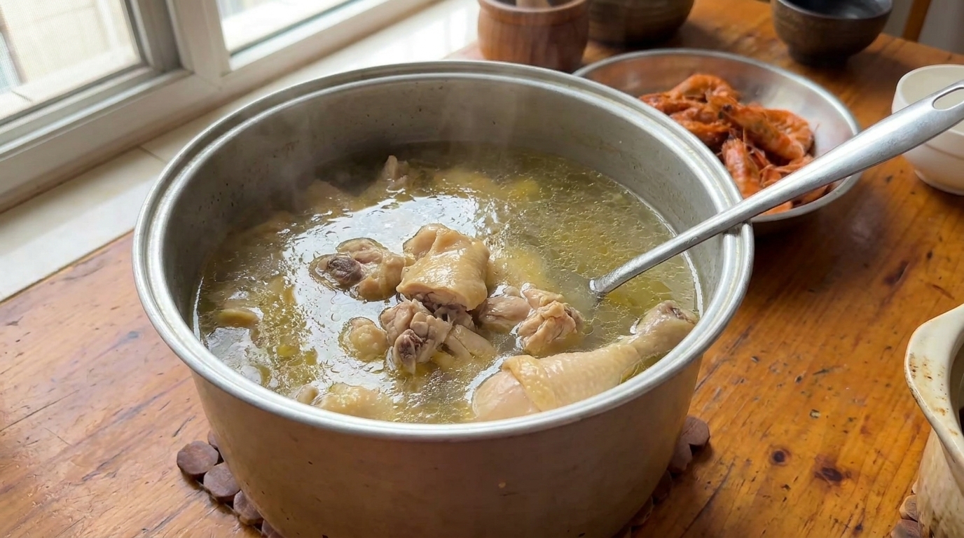 Zuppa casalinga di pollo allo zenzero della sabbia