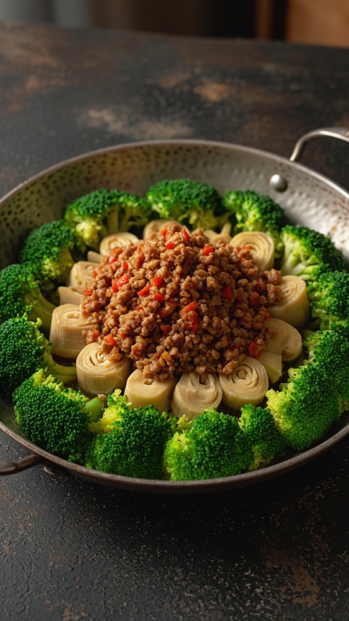 Cuore di Carciofo in Dry Pot con Carne Tritata