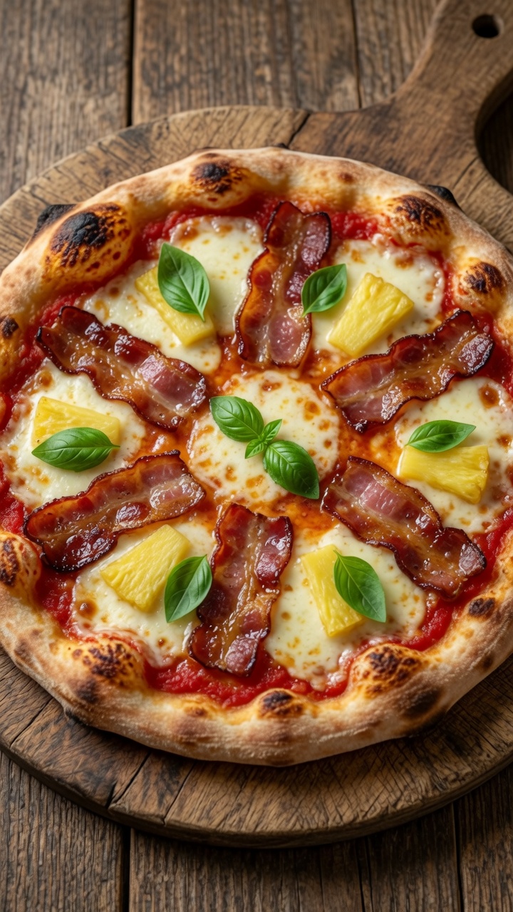 Pizza hawaiana con bacon fatta in casa