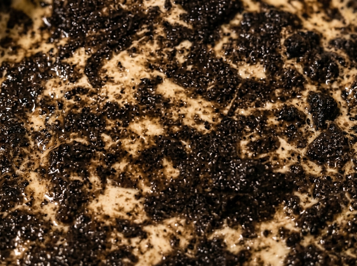 Funghi affettati disposti sopra lo strato di salsa al tartufo sulla pizza.