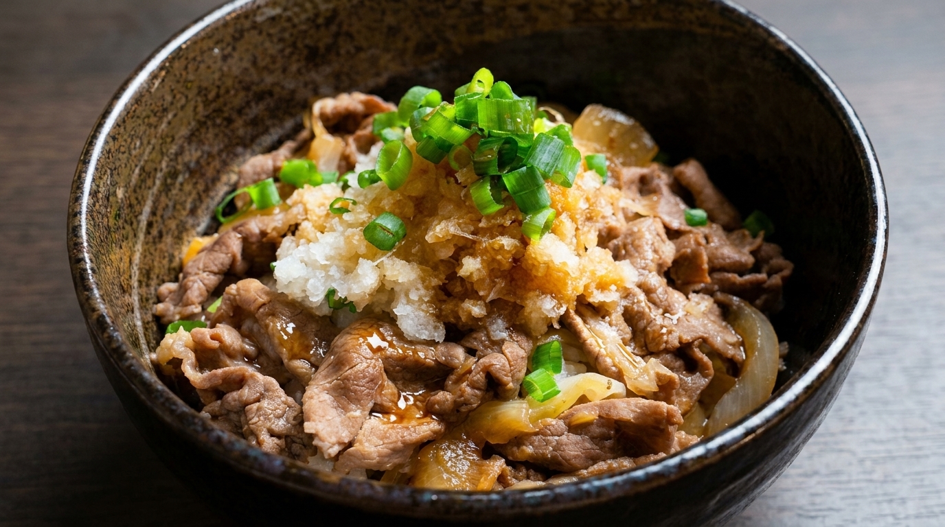 Gyudon con Daikon Oroshi (Ciotola di Manzo Giapponese)