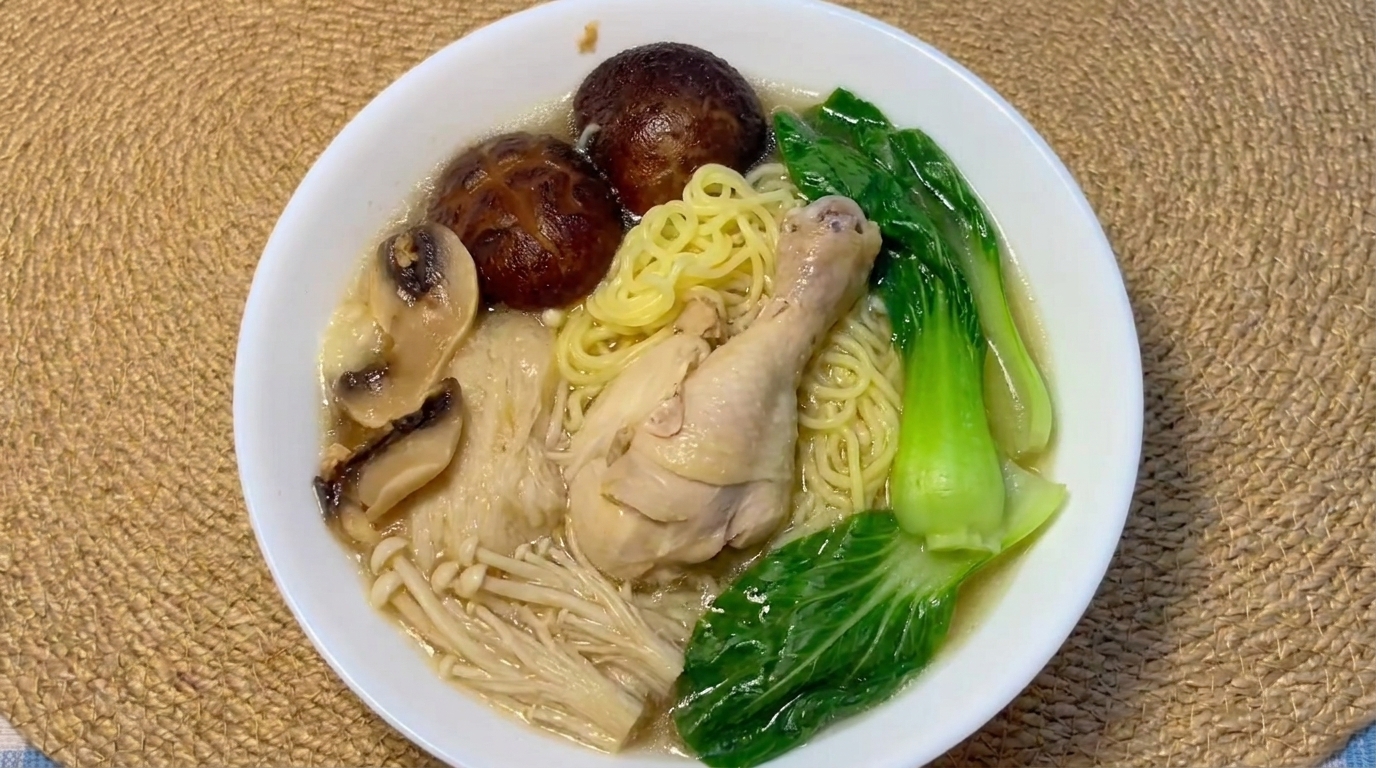 Zuppa di pollo e funghi saporita